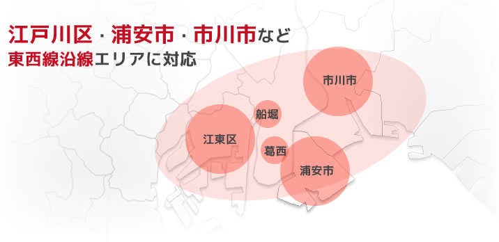 江戸川区・浦安市・市川市など東西線沿線エリアに対応